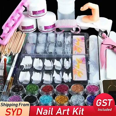 Acrylic Nail Art Kits Full Set DIY Acrylic Powder And Glitter Manicure Set AU • $24.99
