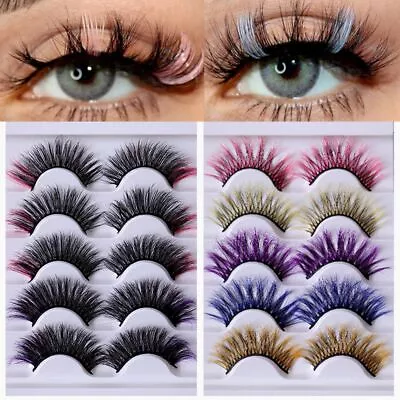 Blue Red White Mix Color False Eyelashes 3D Mink Colorful 100% Mink Eyelashes • £5.77