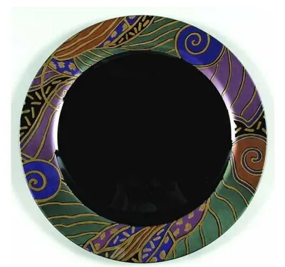 Arcoroc ~ Tampico ~ Black Glass Geometric Design Salad Plate 7 5/8  France Lot 4 • $28.49