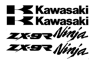 KAWASAKI ZX-9R Ninja Decal Sticker Set Black Vinyl 18cm X 28cm Sheet • $10.52