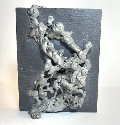 Sculpture Molten Metal Signed E Moni Or F Moni Slate Stand Modern Art Heavy • $74.99
