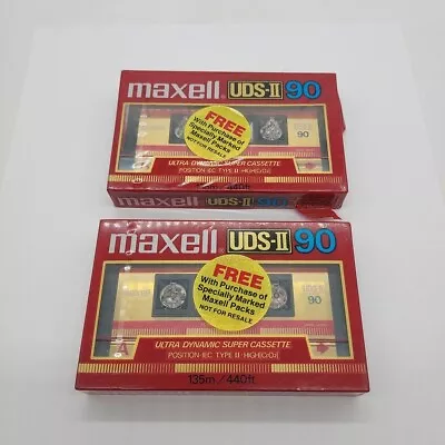 (2) MAXELL UDS-II 90 Audio Cassette Blank Tape Sealed Type II High CrO2 • $21.95