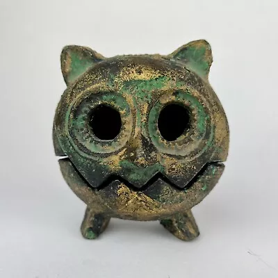 Cast Iron Metal Owl Lantern Incense Burner Holder MCM Brutalist Japanese • $123.75