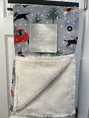 DOGS & TRUCKS 50x60” Plush & Sherpa Blanket Beagle Corgi Dachshund Lab Christmas • $36.99