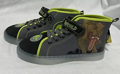 Jurassic World Boys Light-up Casual High-Top Sneakers Sizes 2 Youth • $14