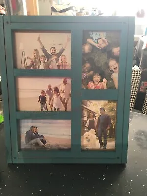 New Green/blue Distressed Look Wooden Family Picture Frame • £5