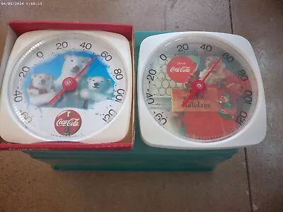Thermometer Pair Coca-Cola 12 --1 Polar Bear--1 Sparkling Holiday  Vintage Used • $39.50