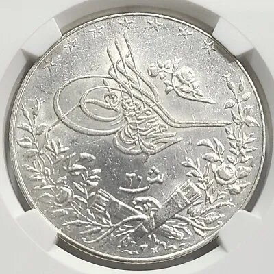 1914 (AH1327/6) EGYPT Silver 20 Qirsh NGC UNC DETAILS • $229.95