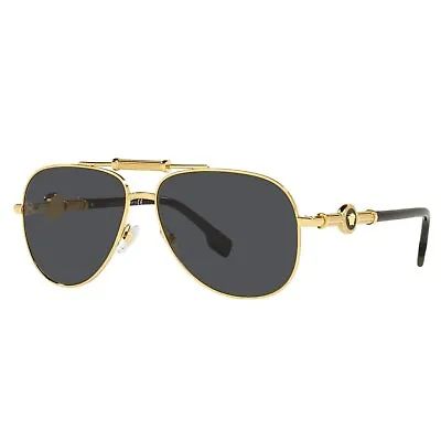 Versace Sunglasses Gold Frame Dark Grey Lenses VE 2236 1002/87 59MM • $149.99