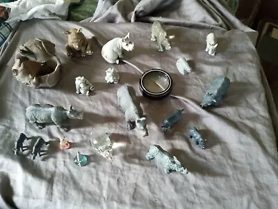 Rhinoceros Figurine Lot Too Miniatures To Medium Size Statues  Lot 3 • $34.99