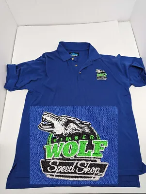 Timber Wolf Speed Shop BLUE Racing Shirt Size L Vintage Retro Nascar • $14.95