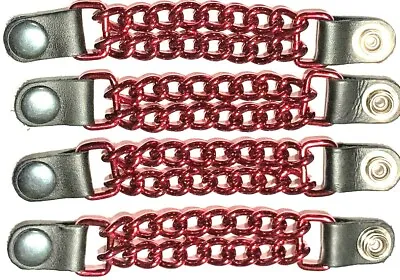 4 Candy Red Powder Coated Double Chain Motorcycle Vest Extenders Made In Usa • $23.99