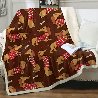 Cute Dachshund Wearing Red And White Stripes Throw Blanket • $46.90