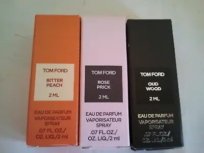 Tom Ford Set Of 3x 2ml Edp Spray Unisex Perfume Fragrance Bitter Peachroseprick • $89.95
