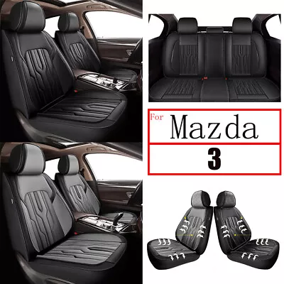 Car Front & Rear 2/5Seat Covers Pad For Mazda 3 2010-2019 PU Leather Gray/Black • $123.49