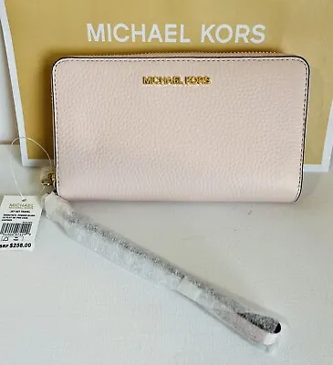 Michael Kors Jet Set Travel Large Phone Case Leather Wallet Wristlet In Pink 🔥 • £90