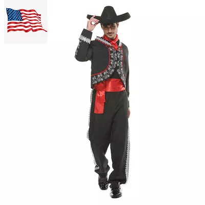 Men's Mariachi Costume Day Of The Dead Suit US Shipping • $39.99