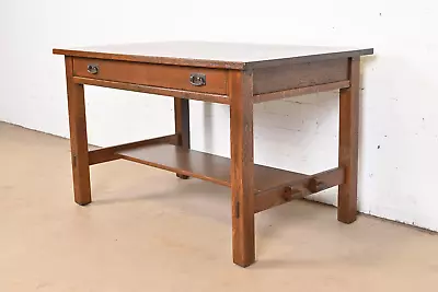 Antique Stickley Mission Oak Arts & Crafts Writing Desk Or Library Table • $4800