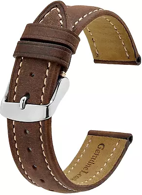 £16.62 • Buy BISONSTRAP Watch Strap 17mm, Vintage Leather Replacement Watch Band, Dark Brown