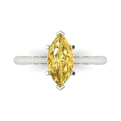 1.50 Ct Marquise Cut Natural Citrine Wedding Bridal Promise Ring 14k White Gold • £276.92