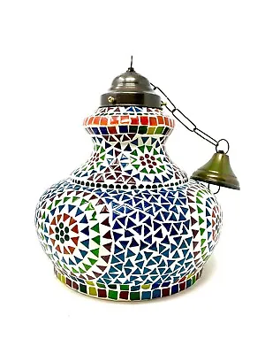 Mosaic Lamp Ceiling Pendant Large Glass Lamps Multicolor Tiffany Zenda Imports • $150