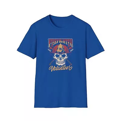 Volunteer Firefighter Skull Graphic Short Sleeve Unisex Softstyle T-Shirt • $29.99