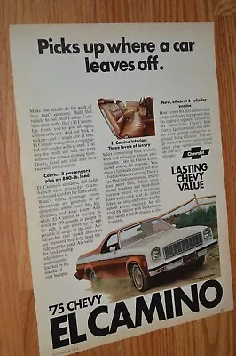 ★1975 Chevy El Camino Original Vintage Advertisement Print Ad 75 Elcamino • $9.99