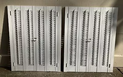 2 Sets 36  Tall X 28  Wide Wood Interior Louver Plantation Window Shutters VTG • $199.99