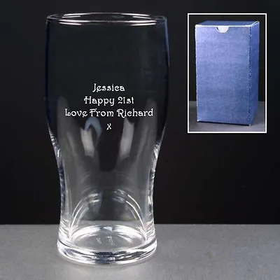 £8.99 • Buy Personalised 1 Pint Tulip Lager Beer Glass Engraved 18th 21st 30th Birthday Gift