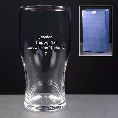 Personalised 1 Pint Tulip Lager Beer Glass Engraved 18th 21st 30th Birthday Gift • £8.99