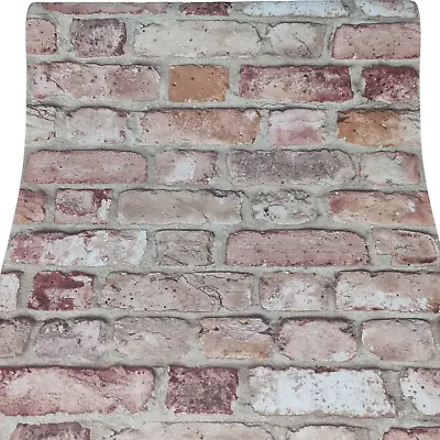 3D Red Brick Wallpaper HeavyWeight Smooth Realistic Rustic Stone Effect • £9.44