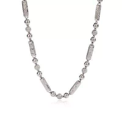 925 Sterling Silver Retro Men Beads Necklace 22'' ITALY Hip Hop Jewelry Gifts • $84.59