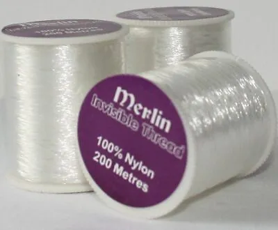Invisible Thread 200m Spool Merlin - Nylon Quilting Applique Beads - Clear • £6.99
