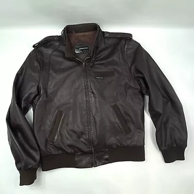 Members Only Biker Full Zip Leather Dark Brown Europe Craft Jacket Men's 42 • $40