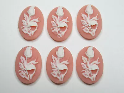 White Rose Cameos 18X13mm Angelskin Cabochons Flowers Retro Vintage Style 4 Pcs • $2.99