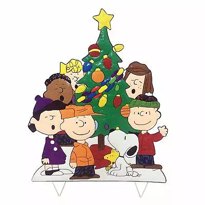 Peanuts Gang Around Tree Yard Art Outdoor Christmas Decor Hammered Metal • $59.99