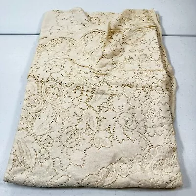 Vintage Lace Tablecloth Cotton Oval Floral Beige Sheer French Country • $24.99