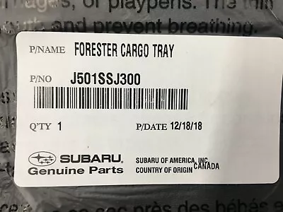 2019-2024 Forester J501SSJ300 OEM Subaru All Weather Cargo Tray Liner Genuine • $121.31