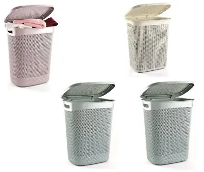 Plastic Laundry Basket Clothes Washing Bin Storage Hamper Small Large Organiser • £11.95