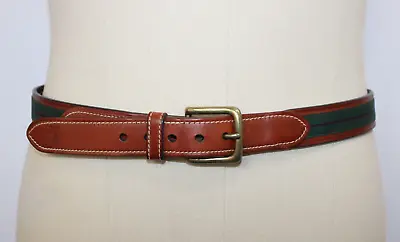 Vintage Classic Tommy Hilfiger Leather Green Ribbon Golf Belt Size 38 USA • $24.99