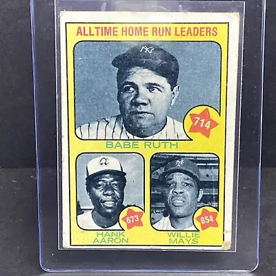 1973 Topps - All-Time Leaders #1 Babe Ruth Willie Mays Hank Aaron • $8.99