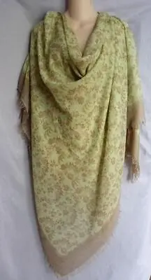 $82 • Buy Bajra Nepal  Wool Silk Floral X- Large Scarf Shawl 60  Square