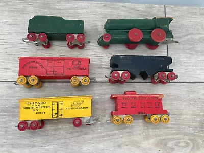 Vintage Strombecker Wooden Train Set 6 Piece Lot Locomotive Tender Reefer Coal • $200