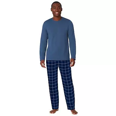 Cuddl Duds Men's Cozy Lodge 2Pc. French Terry Sweatshirt & Plaid Pajama Set Blue • $29.58