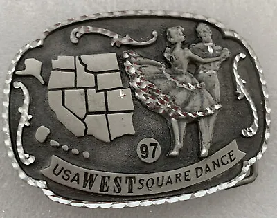USA WEST SQUARE DANCE 97 Belt Buckle Colorado Silver Star Limited Edition 0233 • $2.99