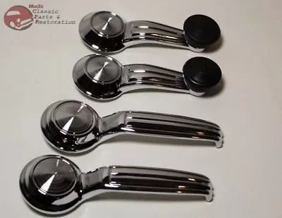 67-72 Chevy GMC Truck Door Handle Manual Roll Up Black Knob Window Crank Set • $74.71