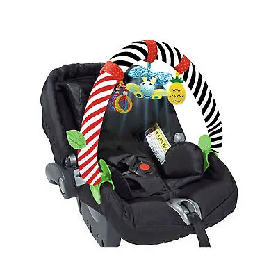 Baby Travel Play Arch Stroller Crib Pram Activity Bar Rattle Squeak Toys New • £12.08