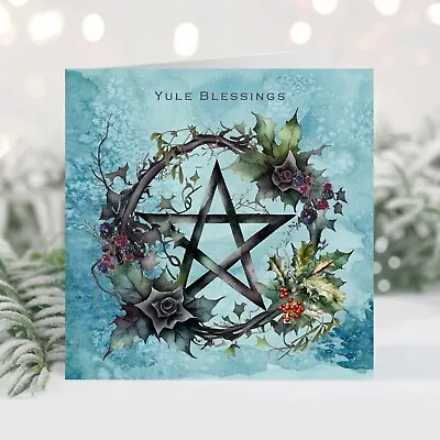 Pagan Wicca Gothic Pentacle Yule Blessings Christmas Card • £3.50