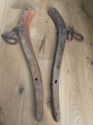 Pair Of Antique Wooden Horse Hames / Harness - Rustic Wall Adornment • £15