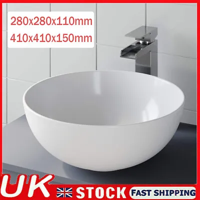 410/280mm Round Counter Top Basin Cloakroom Bathroom Wash Sink | ETIVE White UK • £32.50